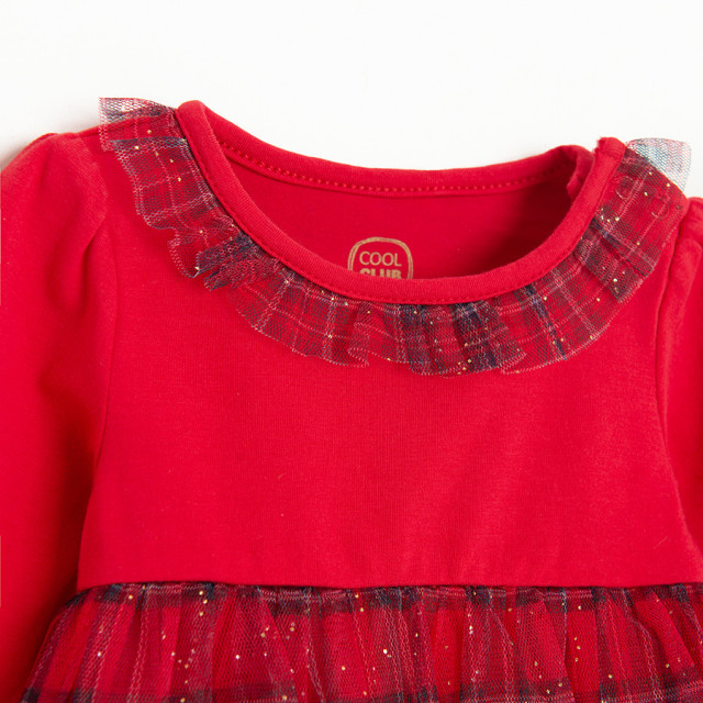 Боди с дълъг ръкав, цвят: Червен