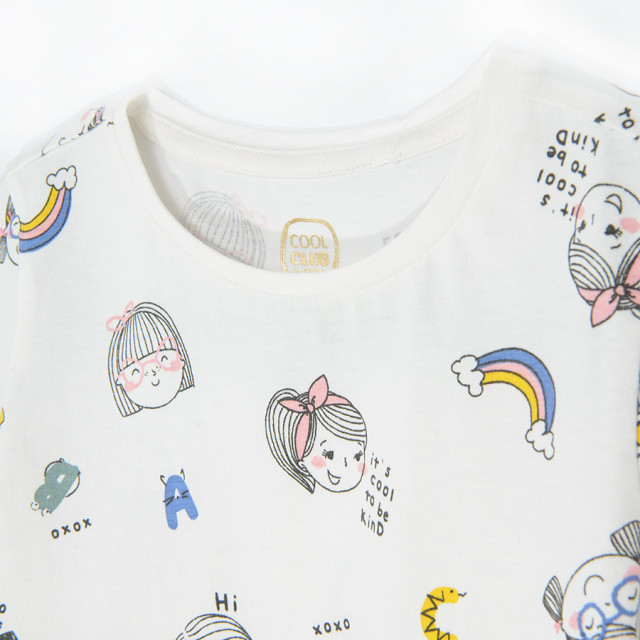 Тениска с къс ръкав, цвят: Екрю