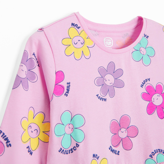 Рокля с дълъг ръкав, цвят: Розов