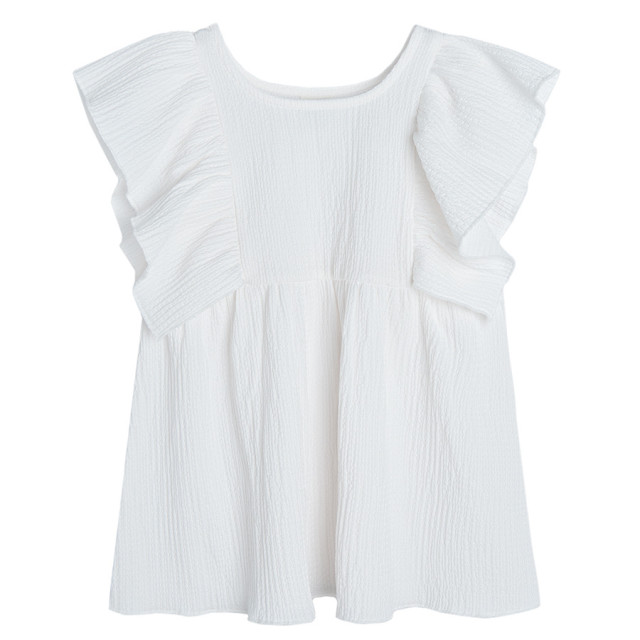 Блуза с къс ръкав, цвят: Кремав