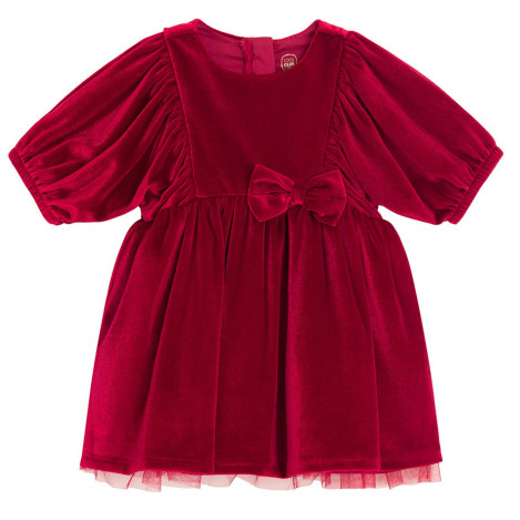 Рокля с къс ръкав, цвят: Червен