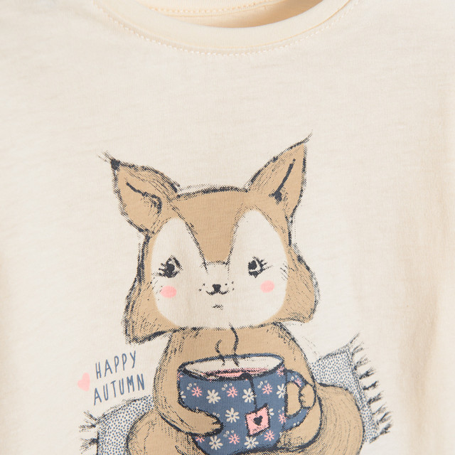 Тениска с дълъг ръкав, цвят: Кремав