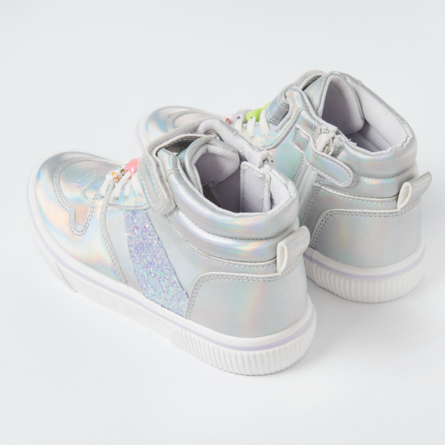 Високи обувки, цвят: Сребрист