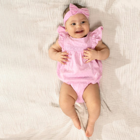 Боди с къс ръкав, цвят: Розов