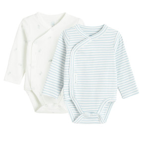 Боди с дълъг ръкав 2бр., цвят: Бял