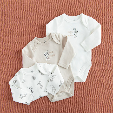 Боди с дълъг ръкав 3бр. 101 DALMATIANS, цвят: Микс