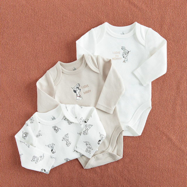 Боди с дълъг ръкав 3бр. 101 DALMATIANS, цвят: Микс