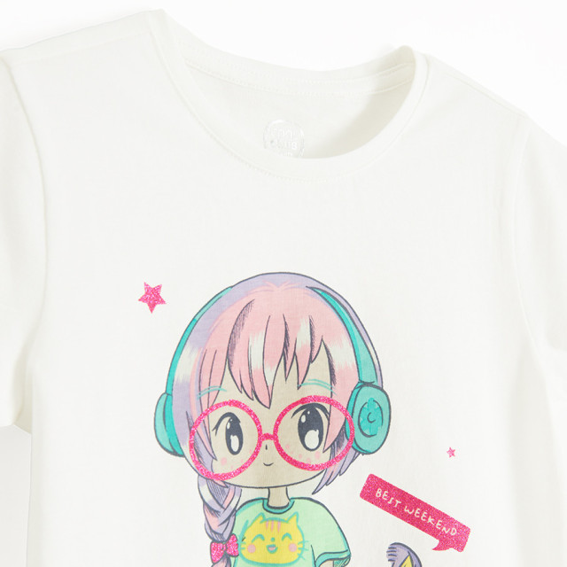 Тениска с къс ръкав, цвят: Бял