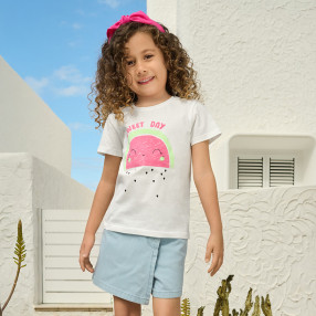 Тениска с къс ръкав, цвят: Бял