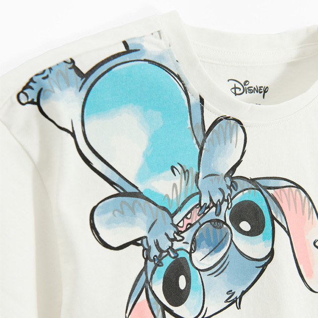 Тениска с къс ръкав LILO & STITCH, цвят: Бял