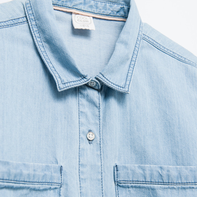 Риза с дълъг ръкав, цвят: Деним