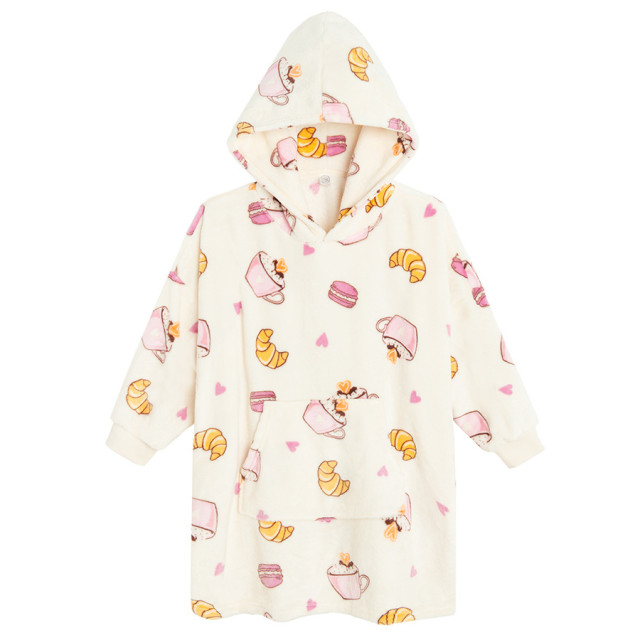 Пончо, цвят: Кремав