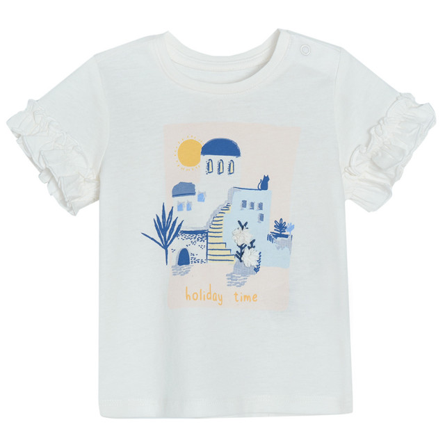 Блуза с къс ръкав, цвят: Кремав