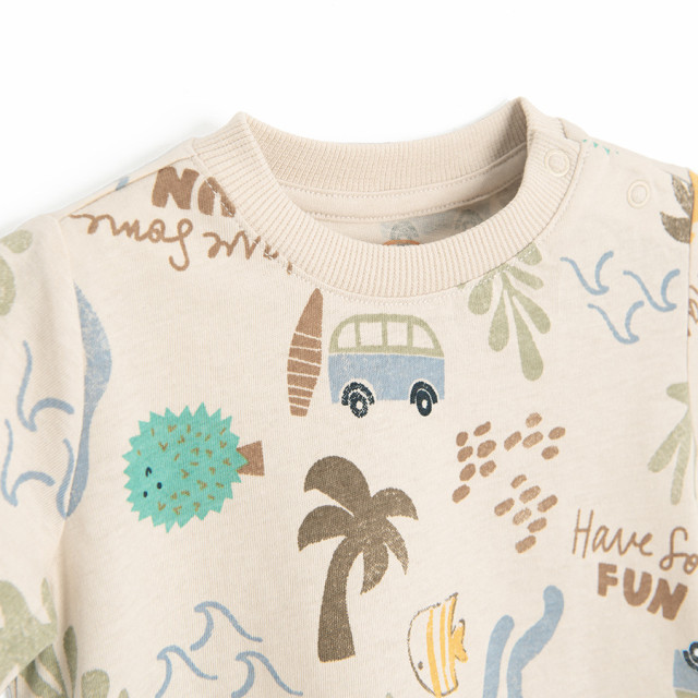 Тениска с къс ръкав, цвят: Бежов