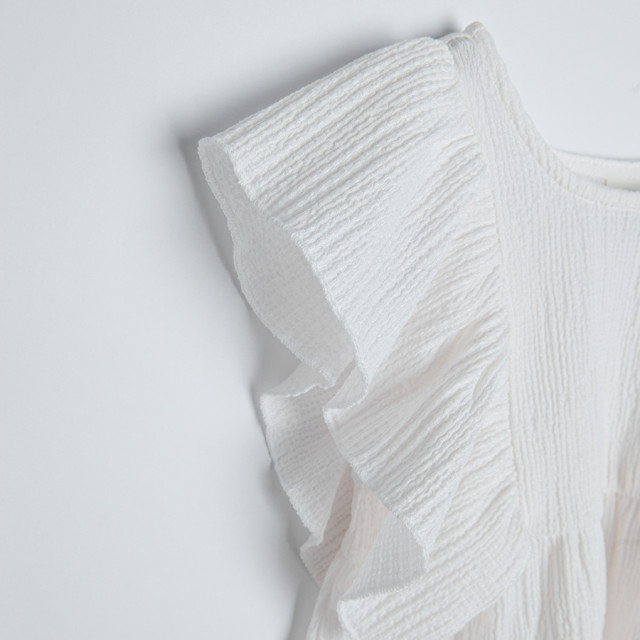 Блуза с къс ръкав, цвят: Кремав