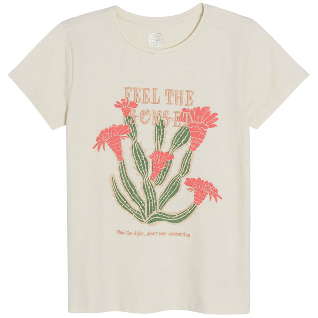 Тениска с къс ръкав, цвят: Кремав