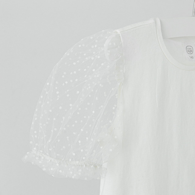 Блуза с къс ръкав, цвят: Бял