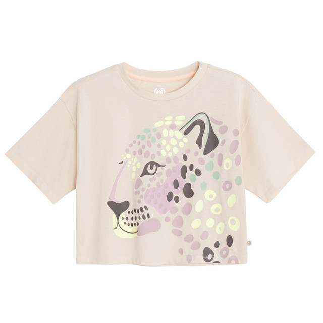 Тениска с къс ръкав, цвят: Бежов