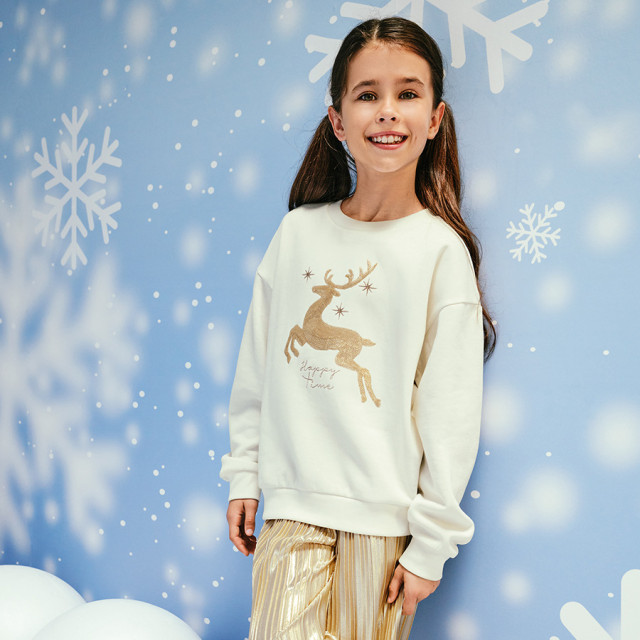 Блуза с дълъг ръкав, цвят: Бял