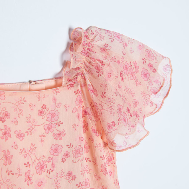 Рокля с къс ръкав, цвят: Розов