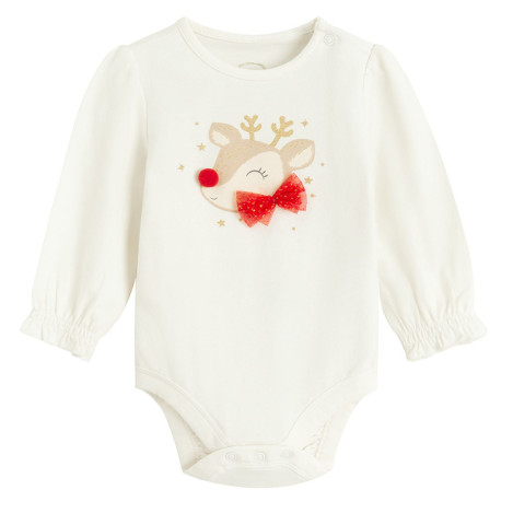 Боди с дълъг ръкав, цвят: Бял