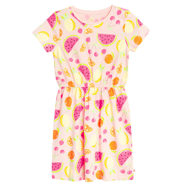 Рокля с къс ръкав, цвят: Розов