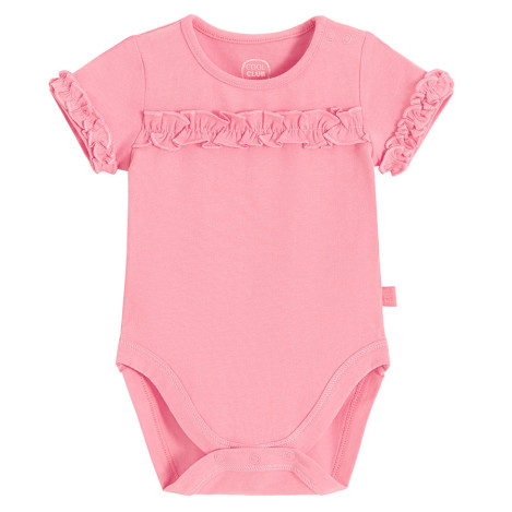 Боди с къс ръкав, цвят: Коралов