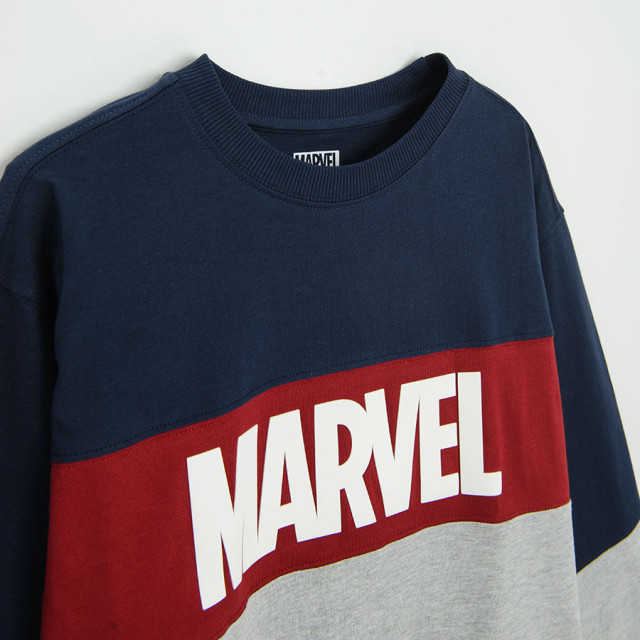 Блуза с дълъг ръкав MARVEL, цвят: Сив меланж