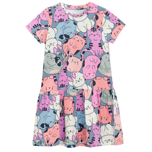 Рокля с къс ръкав, цвят: Микс