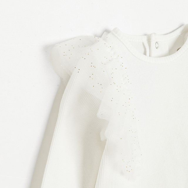 Блуза с дълъг ръкав, цвят: Кремав