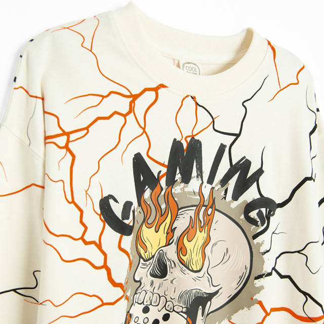 Блуза с дълъг ръкав, цвят: Екрю