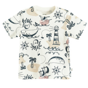 Тениска с къс ръкав, цвят: Кремав