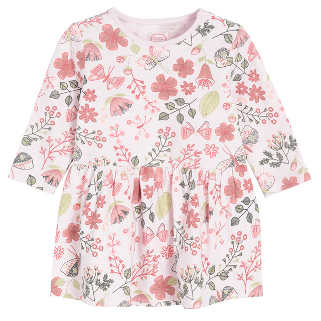 Рокля с дълъг ръкав, цвят: Светло розов