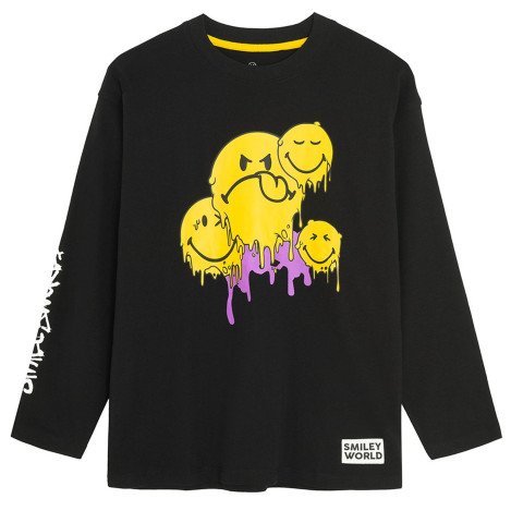 Тениска с дълъг ръкав SMILEY, цвят: Черен