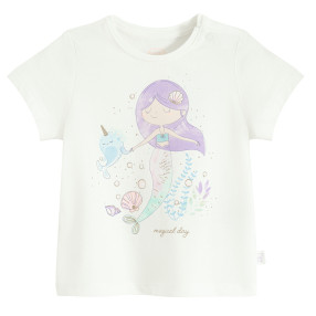 Тениска с къс ръкав, цвят: Кремав