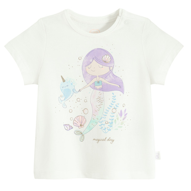 Тениска с къс ръкав, цвят: Кремав