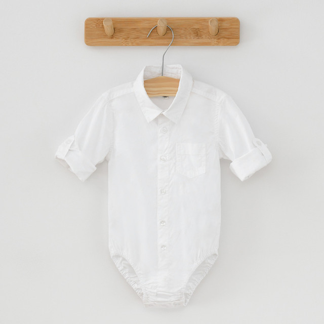 Боди с дълъг ръкав, цвят: Бял