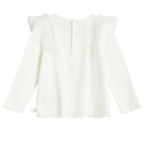 Блуза с дълъг ръкав, цвят: Бял