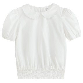 Блуза с къс ръкав, цвят: Бял