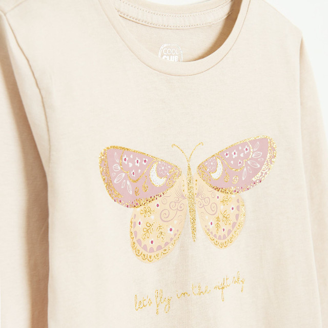 Тениска с дълъг ръкав, цвят: Бежов