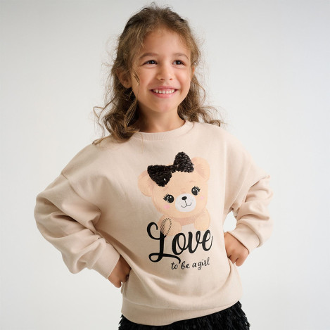 Блуза с дълъг ръкав, цвят: Бежов