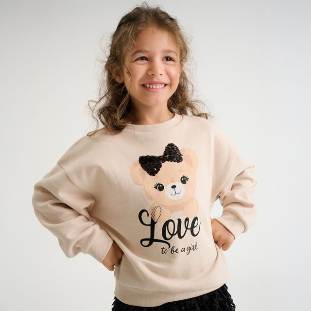 Блуза с дълъг ръкав, цвят: Бежов