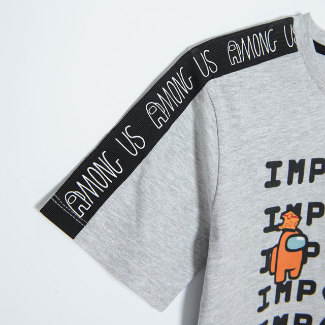 Тениска с къс ръкав AMONG US, цвят: Сив меланж