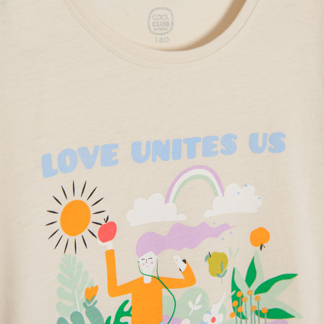 Тениска с къс ръкав, цвят: Екрю