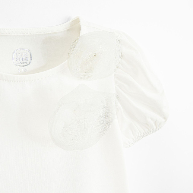 Блуза с къс ръкав, цвят: Бял