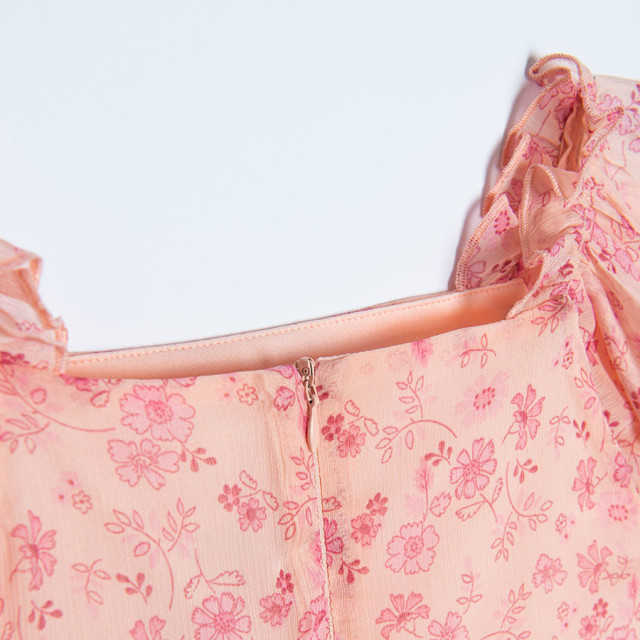 Рокля с къс ръкав, цвят: Розов