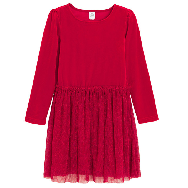 Рокля с дълъг ръкав, цвят: Червен