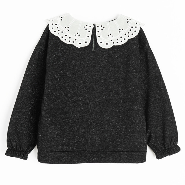 Блуза с дълъг ръкав, цвят: Черен