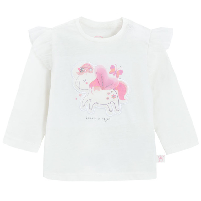 Блуза с дълъг ръкав, цвят: Кремав