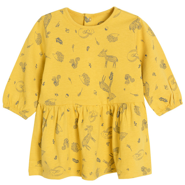 Рокля с дълъг ръкав, цвят: Жълт